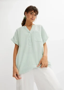 Kurzarmbluse aus Musselin