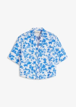 Kurzarmbluse aus softem Viskose-Mix