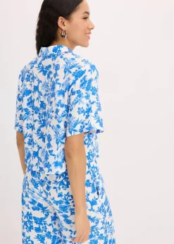 Kurzarmbluse aus softem Viskose-Mix