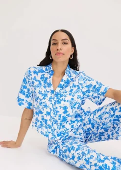 Kurzarmbluse aus softem Viskose-Mix