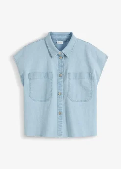 Kurze Boxy-Jeansbluse