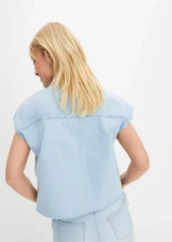 Kurze Boxy-Jeansbluse