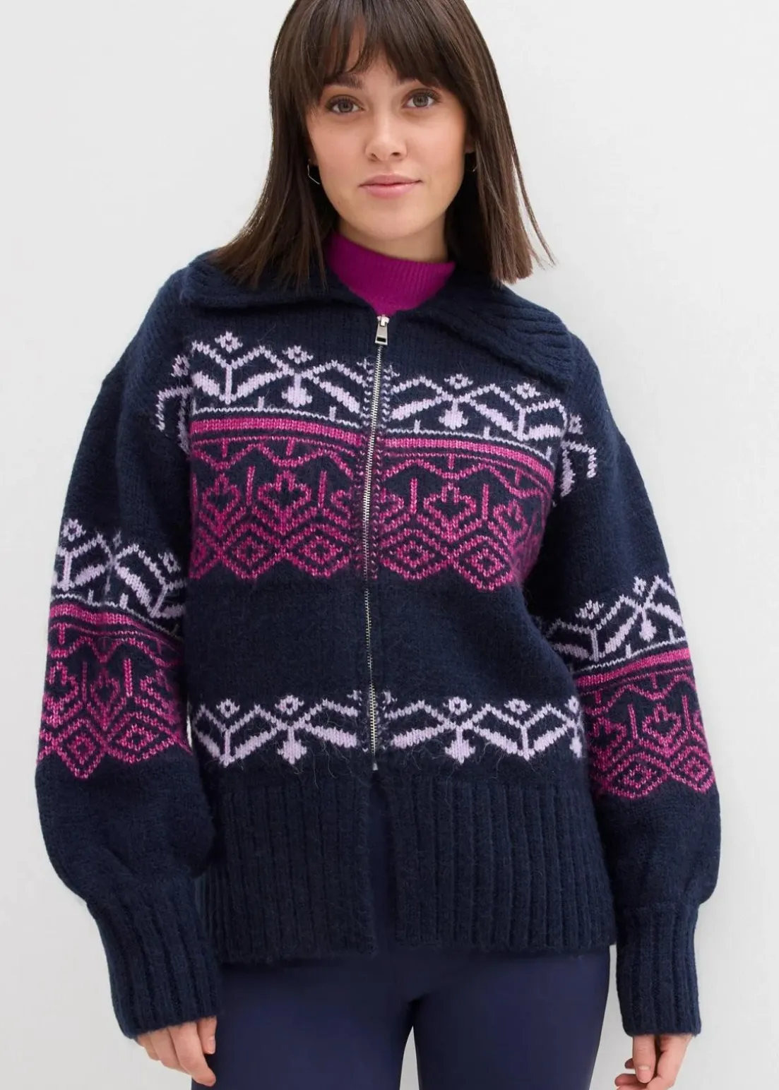 Kurze Norweger-Strickjacke