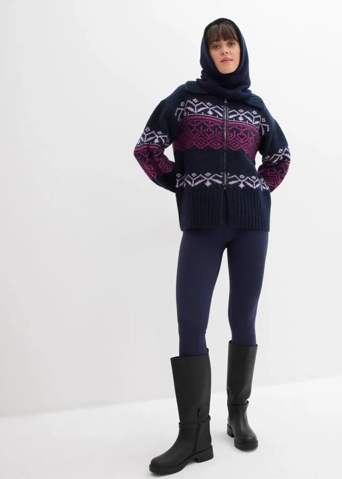 Kurze Norweger-Strickjacke