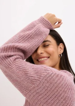 Kurze Strickjacke mit Glitzergarn und Wollanteil