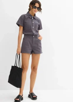 Kurzer Overall aus reiner Baumwolle