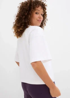 Kurzes Oversize-Shirt aus reiner schwerer Bio-Baumwolle