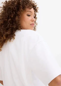 Kurzes Oversize-Shirt aus reiner schwerer Bio-Baumwolle