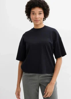 Kurzes Oversize-Shirt aus reiner schwerer Bio-Baumwolle