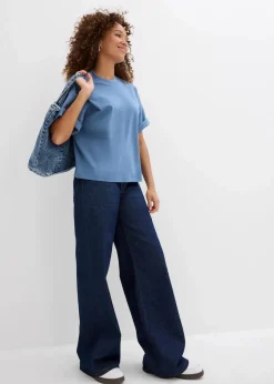 Kurzes Oversize-Shirt aus reiner schwerer Bio-Baumwolle