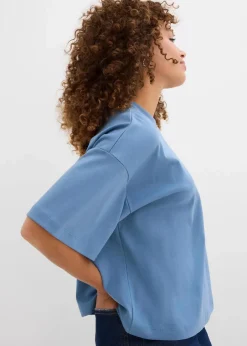 Kurzes Oversize-Shirt aus reiner schwerer Bio-Baumwolle