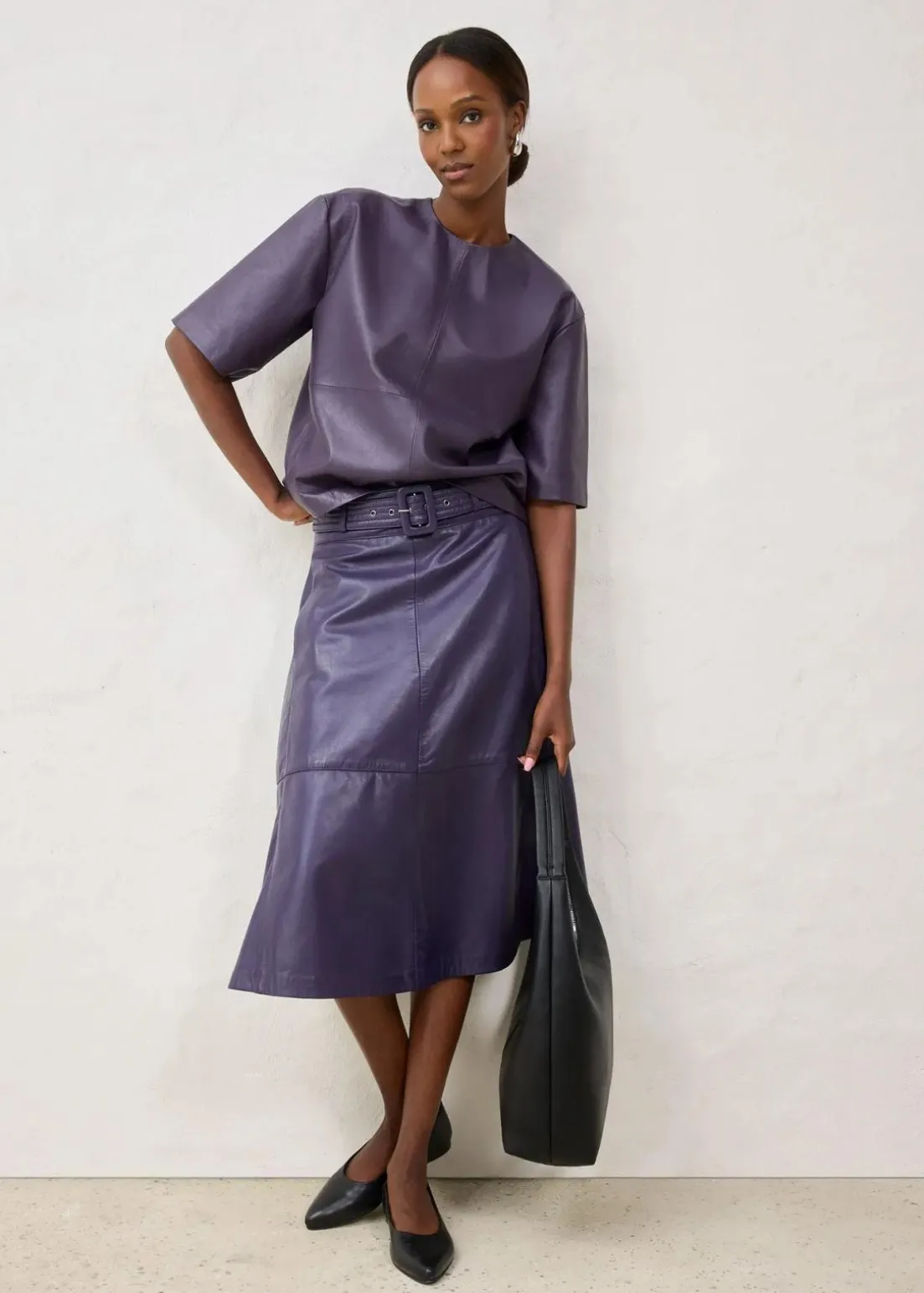 Lammnappa-Lederrock mit Gürtel (2-tlg.-Set)