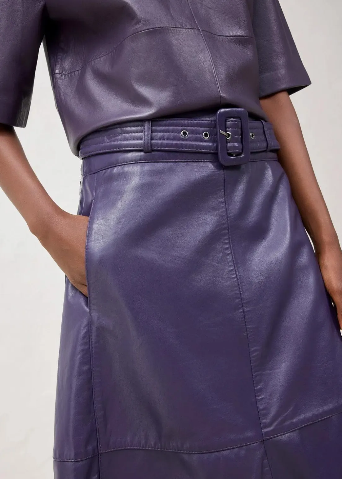 Lammnappa-Lederrock mit Gürtel (2-tlg.-Set)