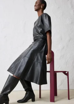 Lammnappa-Lederrock mit Gürtel (2-tlg.-Set)