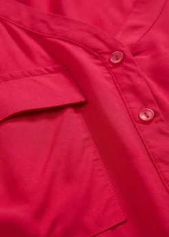 Langarm Bluse mit V-Ausschnitt aus fließender Viskose