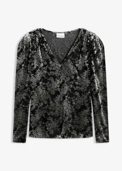 Langarmshirt aus Dévoré-Samt