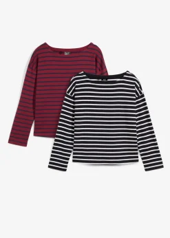 Langarmshirt aus reiner Bio-Baumwolle, (2er Pack)