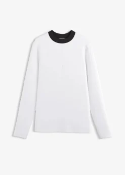Langarmshirt aus Viskose-Mix mit abgesetztem Turtleneck