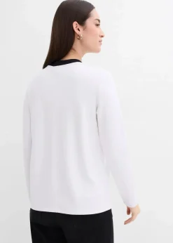 Langarmshirt aus Viskose-Mix mit abgesetztem Turtleneck