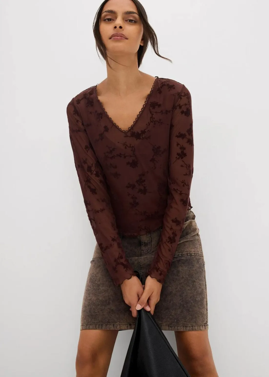 Langarmshirt mit Flockprint