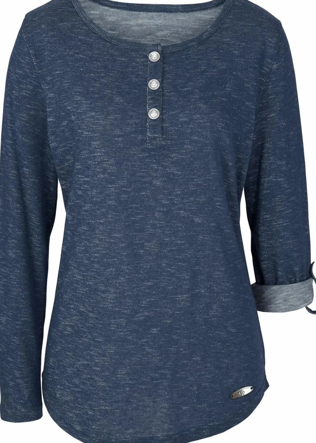 Langarmshirt mit Knopfleiste aus Baumwoll-Mix