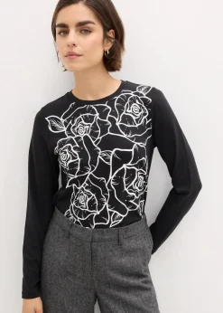 Langarmshirt mit Rosendruck