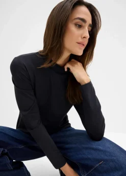 Langarmshirt mit Stehkragen mit recyceltem Polyamid