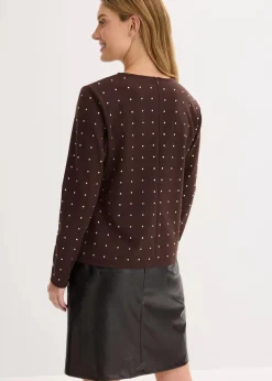 Langarmshirt mit Strass-Applikation