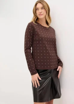Langarmshirt mit Strass-Applikation