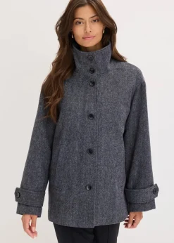 Lange Cabanjacke in Wolloptik