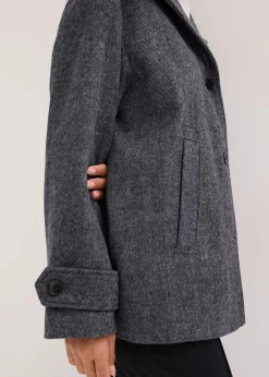 Lange Cabanjacke in Wolloptik