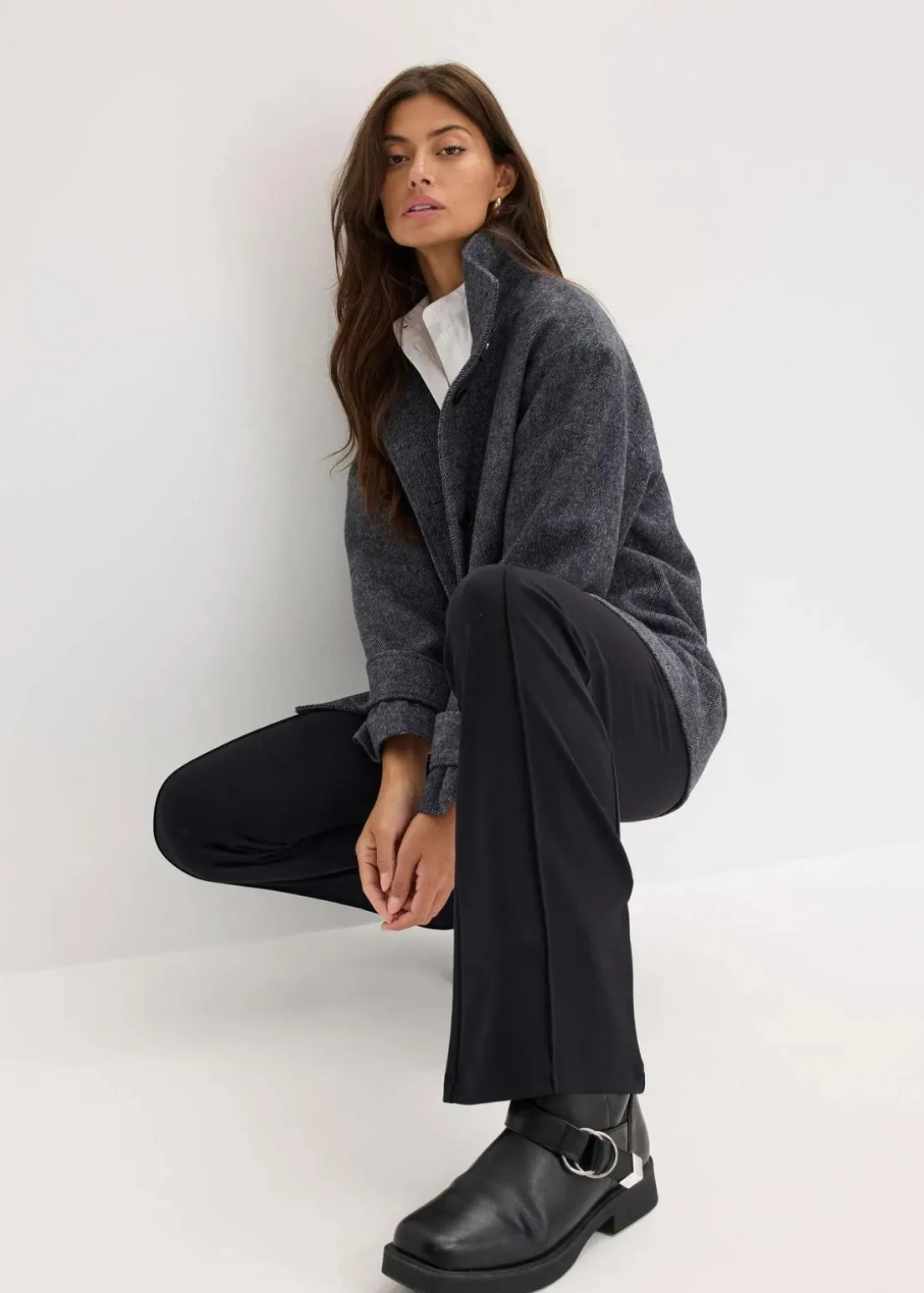 Lange Cabanjacke in Wolloptik