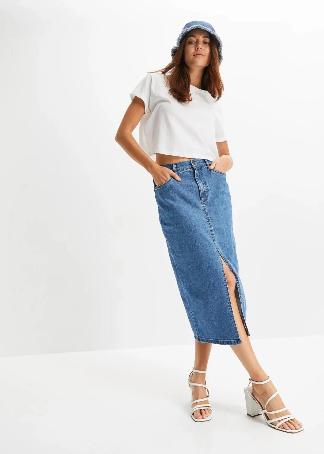 Langer Jeansrock mit Schlitz aus Positive Denim #1 Fabric