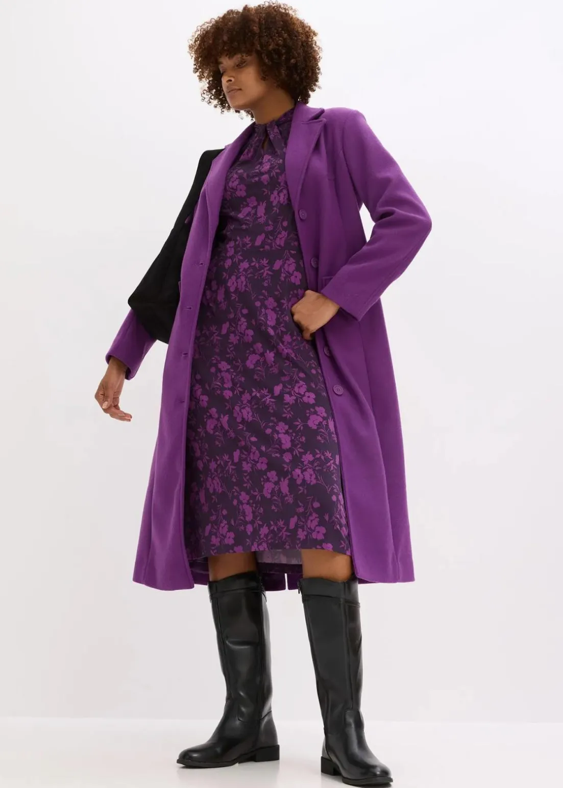 Langer Mantel in Wolloptik