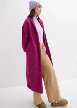 Langer Strickmantel in Hairy Optik