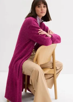 Langer Strickmantel in Hairy Optik