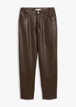 Lederimitat-Hose im Barrel Shape, Mid Waist