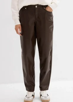 Lederimitat-Hose im Barrel Shape, Mid Waist