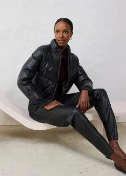 Leder-Steppjacke aus Lammnappa