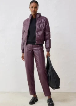 Leder-Steppjacke aus Lammnappa