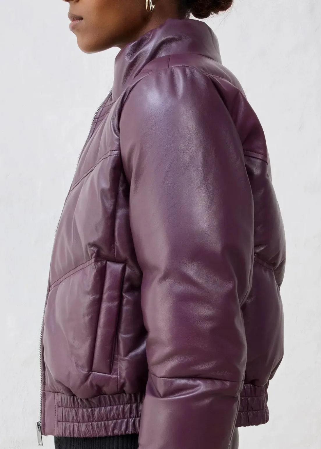 Leder-Steppjacke aus Lammnappa