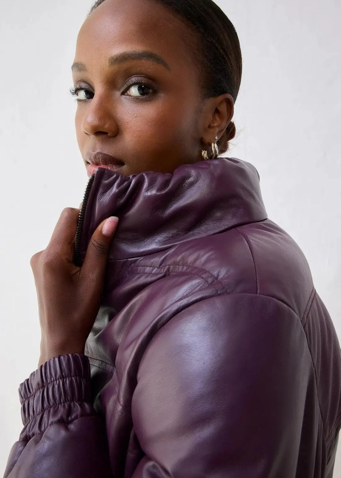 Leder-Steppjacke aus Lammnappa