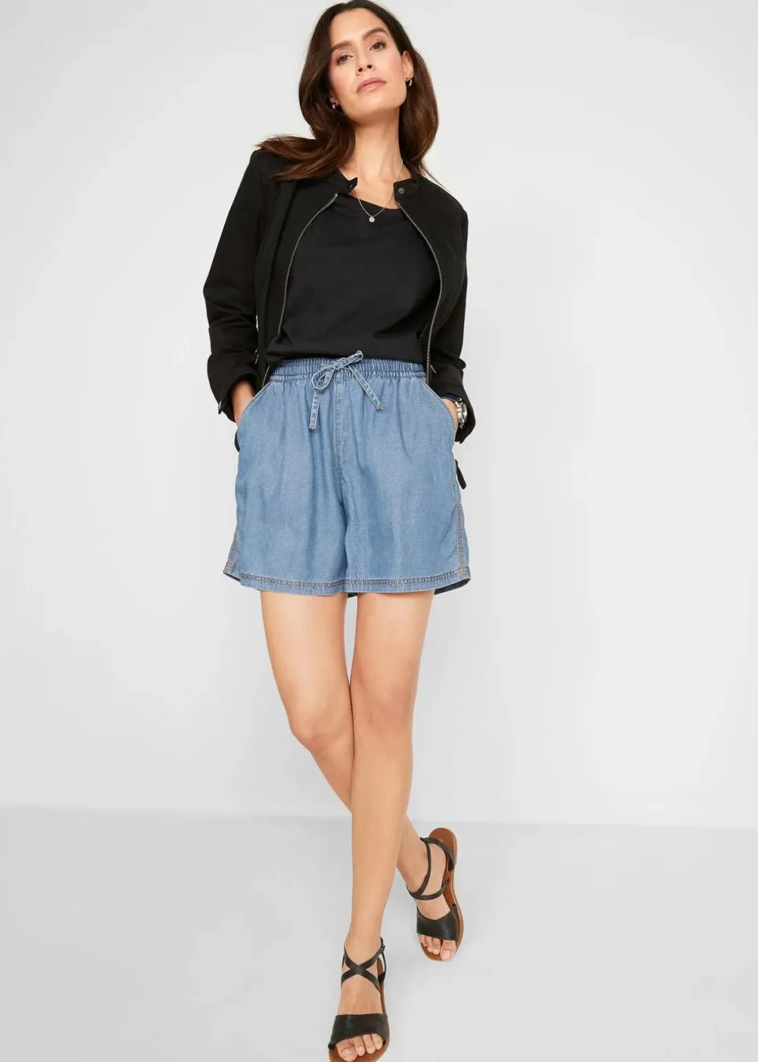 Leichte Denim Shorts mit Leinen