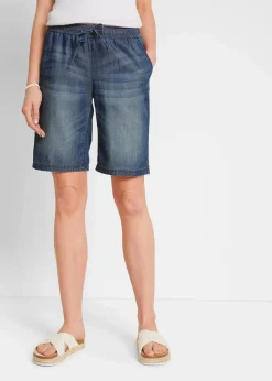 Leichte Denim-Hose mit Leinen