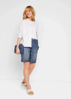 Leichte Denim-Hose mit Leinen