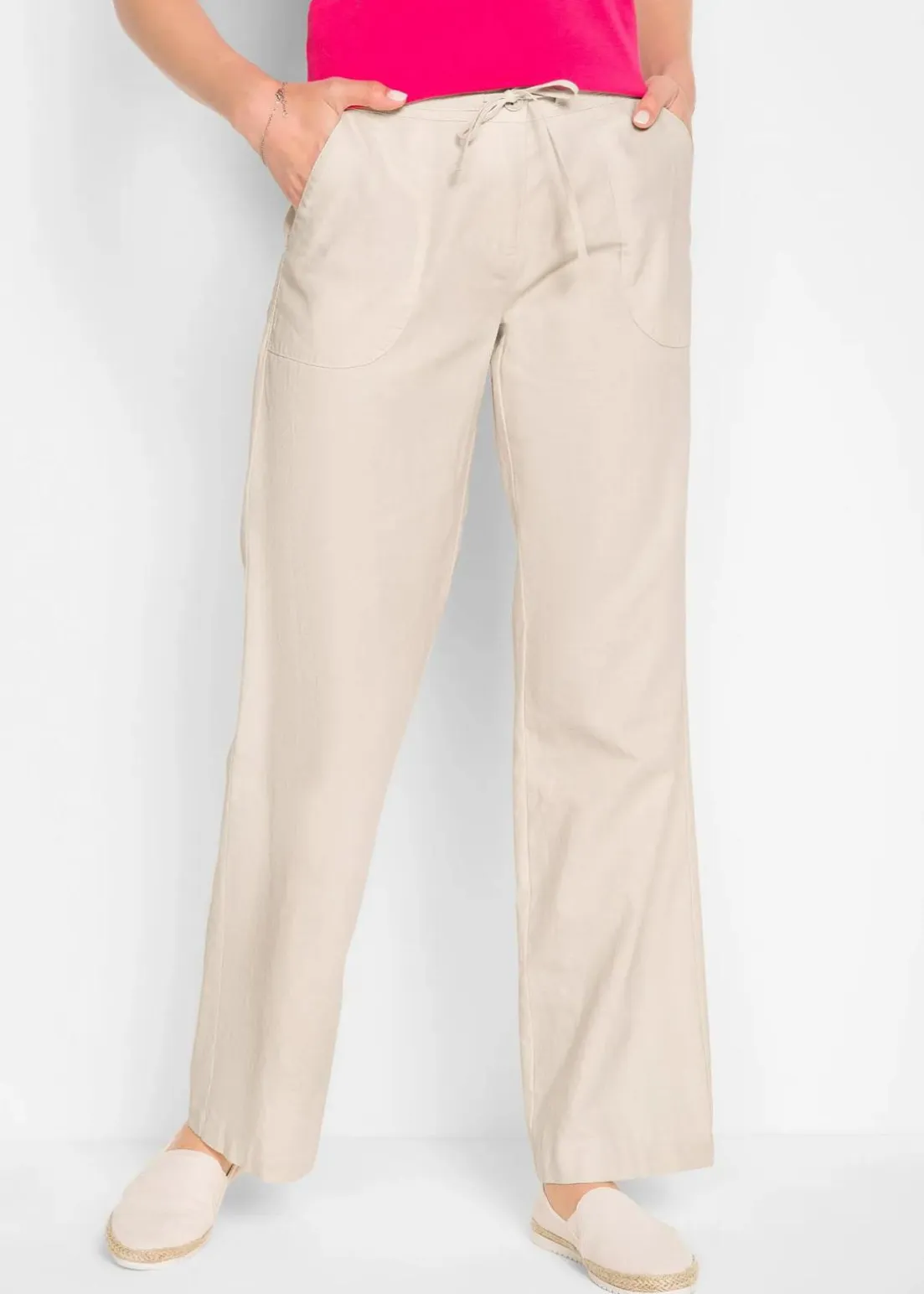 Leinen-Hose mit weitem Bein