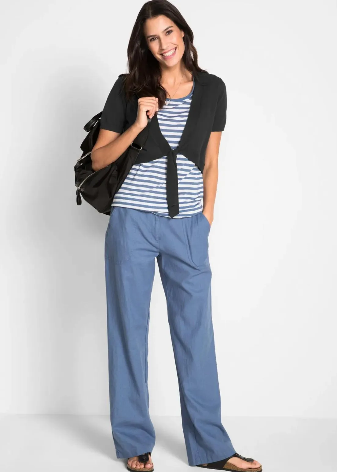 Leinen-Hose mit weitem Bein