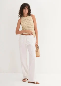 Leinen-Hose mit weitem Bein