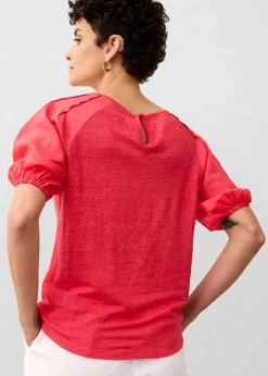 Leinen-Shirt mit Ballonärmeln