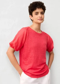 Leinen-Shirt mit Ballonärmeln